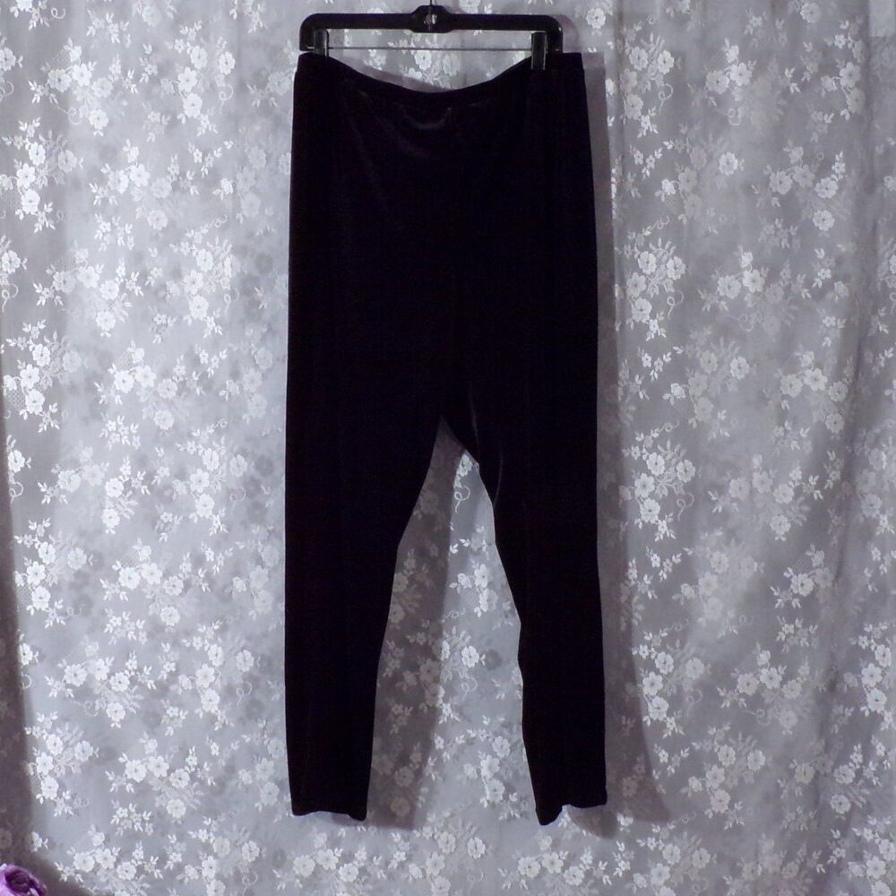 Lane Bryant Black Velvet Pants Editorial Goth Office Trousers Size 18/20